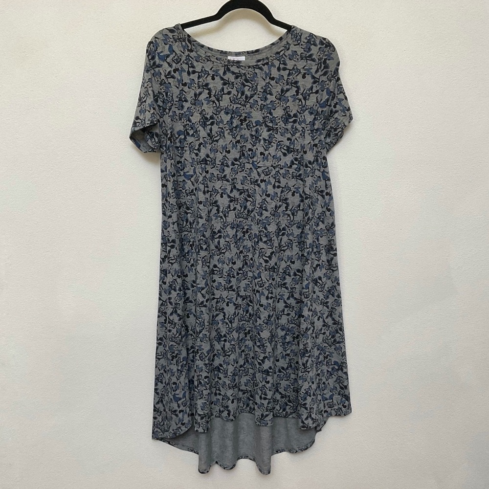 Lularoe Carly Style Blue, Grey Minnie Mouse High-Low Casual Dress Size Medium